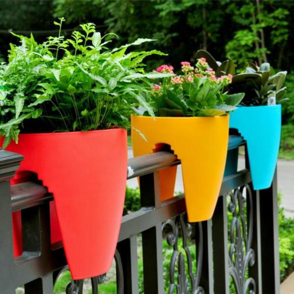 Balcony Railling Planter 10inch Mix Color (Pack of 3)